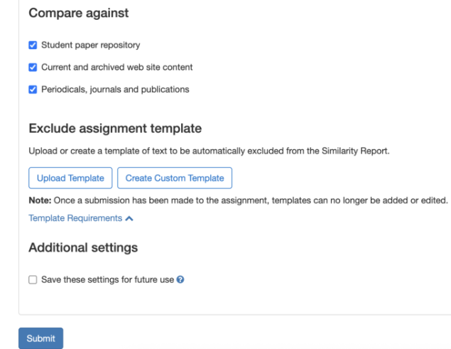 Turnitin Settings pt 2 (alternative)